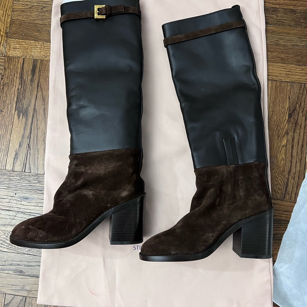 Stuart Weitzman Black and Brown Heeled Boots